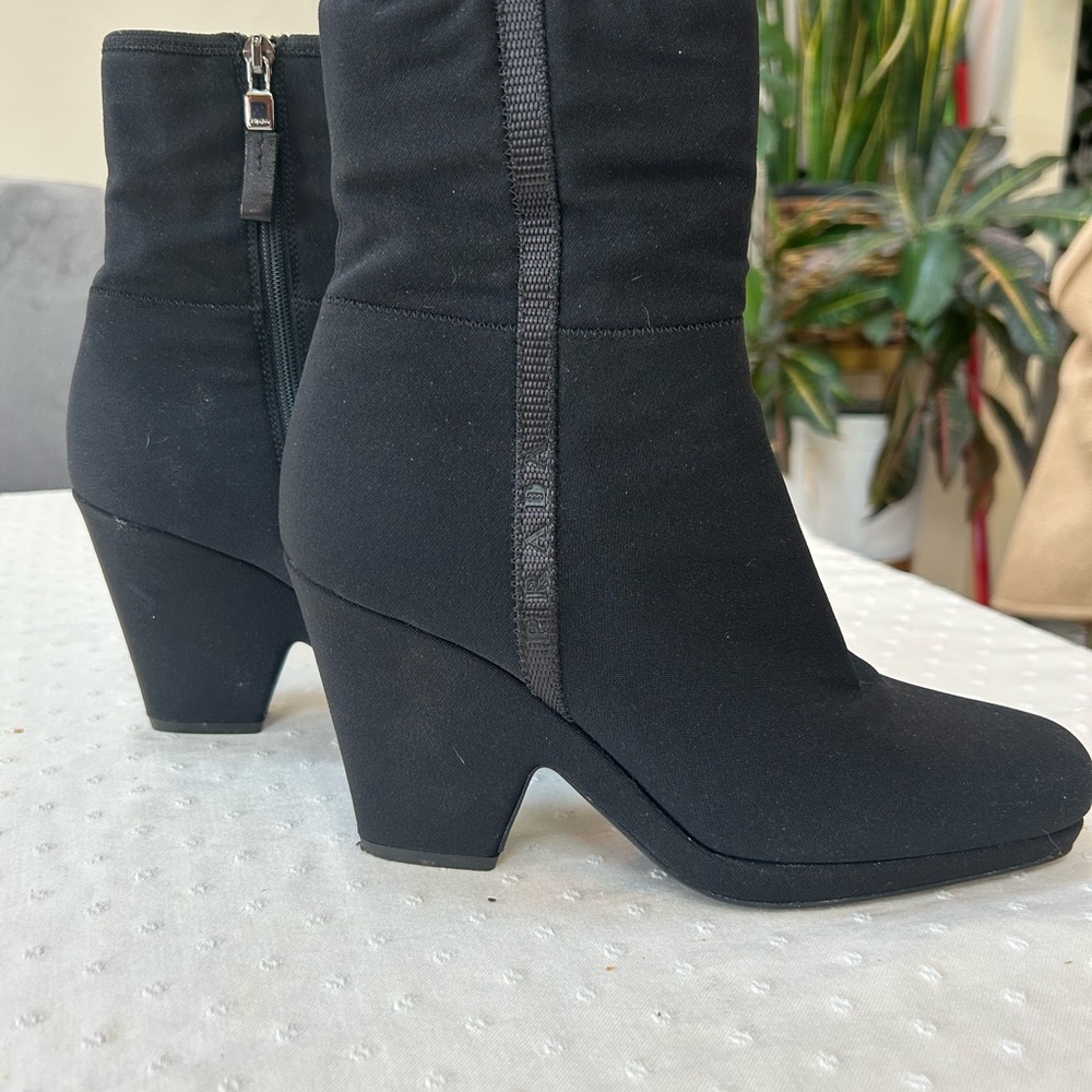 Prada Y2K  platform Black Neoprene wedge Boots
